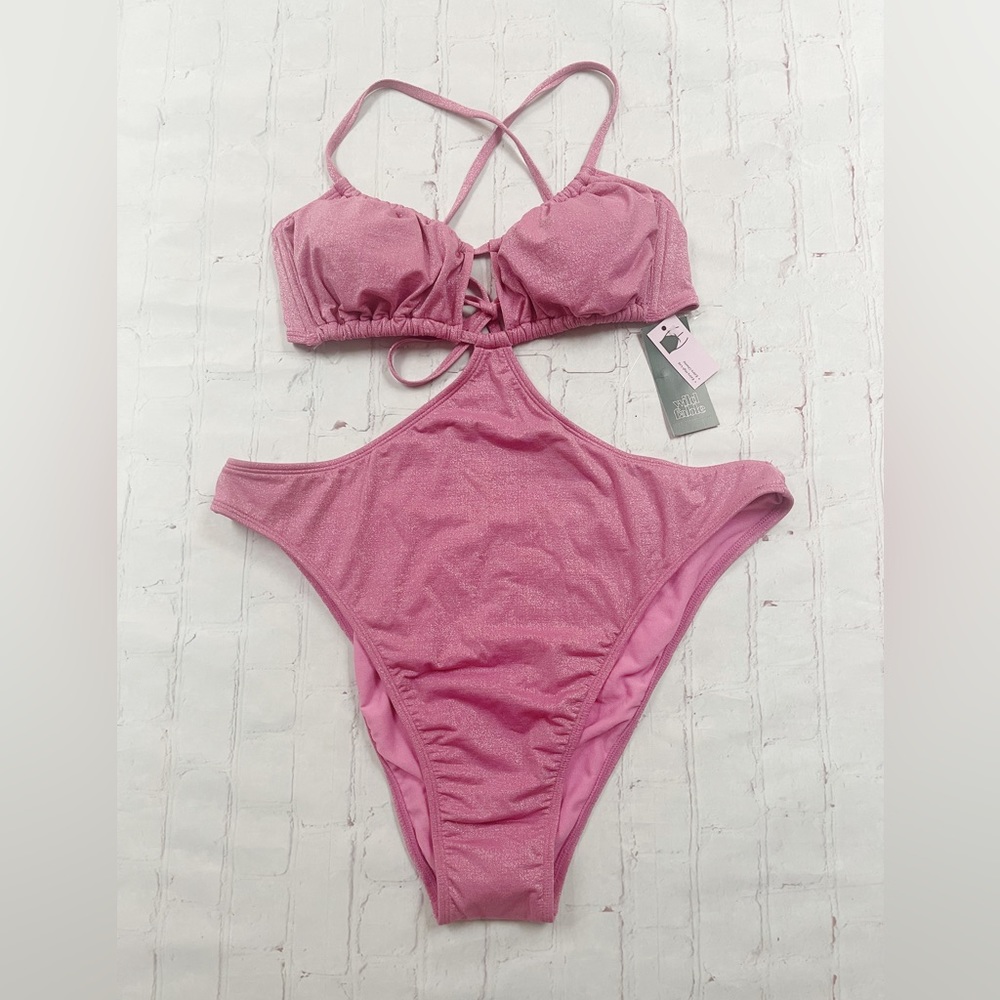 [Wild Fable] NWT pink sparkle cutout one piece swimsuit womens XL